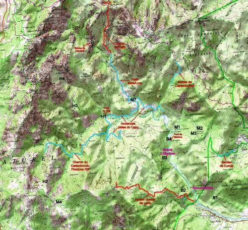 Carte du Haut-Cavu et de San Martinu avec éléments de patrimoine début 2015